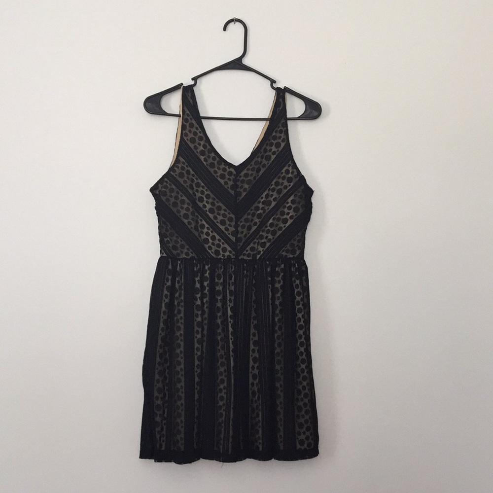 Everleigh lace-overlay polka dot dress